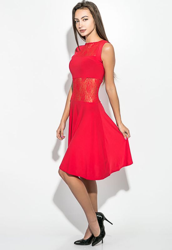 Сукня жіноча з гіпюровими вставками 78P0012 (червоний)