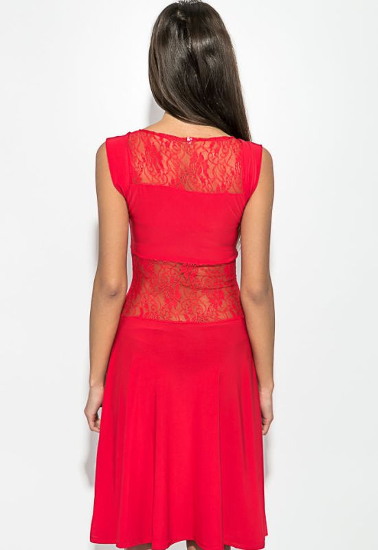 Платье женское с гипюровыми вставками 78P0012 (красный)