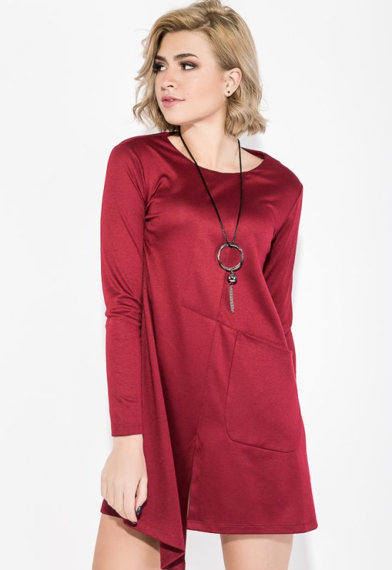 Сукня жіноча з кишенею 70PD5020 (бордовий)