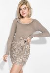 Платье женское с кружевной юбкой 81PD2668 (капучино)