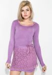 Платье женское с кружевной юбкой 81PD2668 (сиреневый)