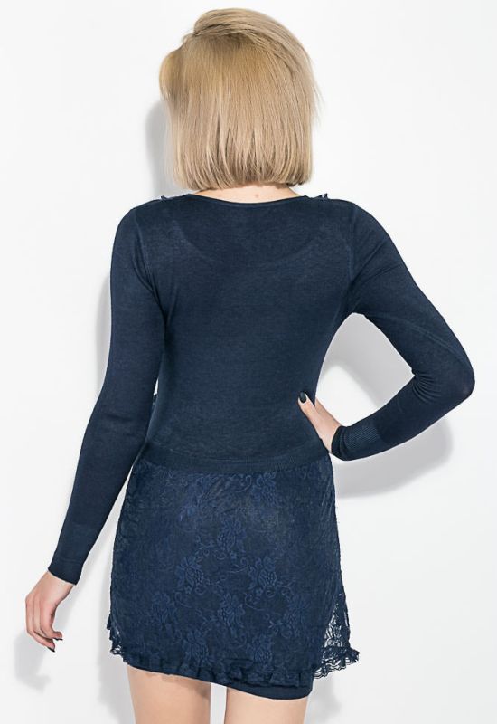 Платье женское с кружевной юбкой 81PD2668 (темно-синий)