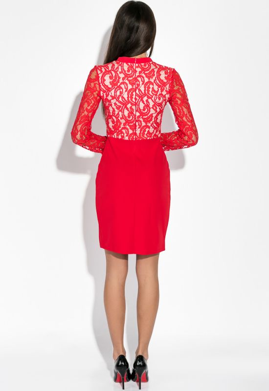 Сукня жіноча з мереживними рукавами 83P1307 (червоний)