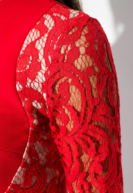 Сукня жіноча з мереживними рукавами 83P1307 (червоний)