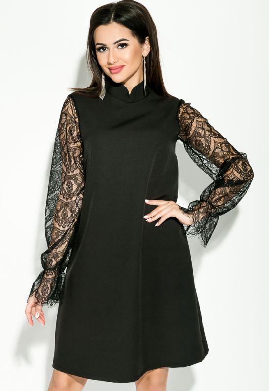 Платье женское с кружевными рукавами 95P8014 (черный)