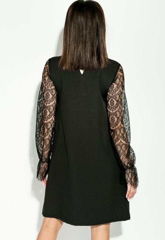 Сукня жіноча з мереживними рукавами 95P8014 (чорний)