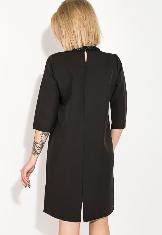 Платье женское с кружевными вставками 74PD319 (черный)