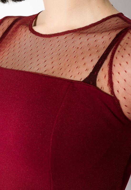 Платье женское с кружевными вставками 83P1527 (бордовый)