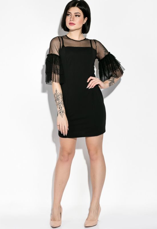 Платье женское с кружевными вставками 83P1527 (черный)