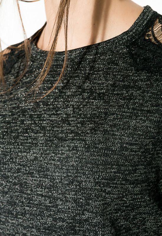 Сукня жіноча з мереживом на плечах 70P028 (графітовий/чорний)