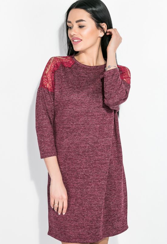Платье женское с кружевом на плече 70PD5028 (бордовый)