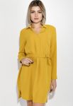 Сукня жіноча з поясом легка довгий рукав 64PD3391 (гірчичний)
