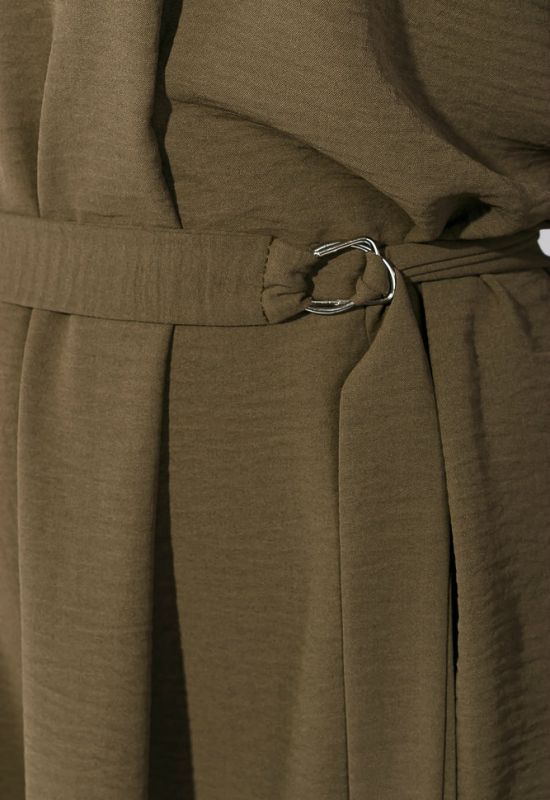 Платье женское с поясом легкое длинный рукав 64PD3391 (хаки)