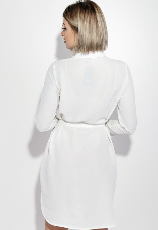 Платье женское с поясом легкое длинный рукав 64PD3391 (молочный)