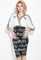 Платье женское с приспущенным плечом 68PD558 (белый/черный)