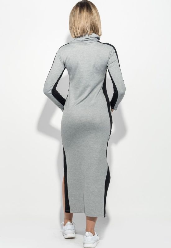 Платье женское с разрезами по бокам 70PD5005 (серый/меланжевый)