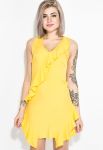 Сукня жіноча з рюшами 74PD144 (жовтий)