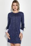 Платье женское с шифоновым манжетом 69PD953 (синий/меланжевый)