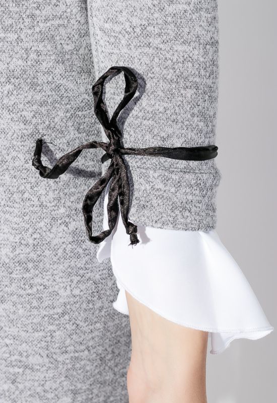 Платье женское с шифоновым манжетом 69PD953 (серый/меланжевый)