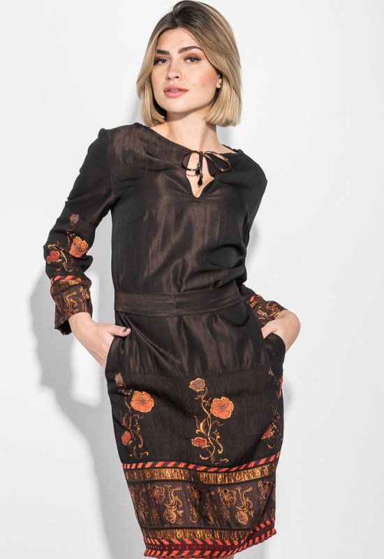 Платье женское с цветочным принтом 68PD548 (шоколадный)