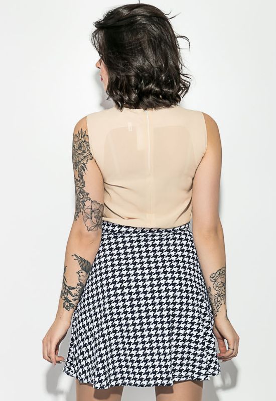 Сукня жіноча з візерунком Гусячі лапки 78P0015 (пісочний)