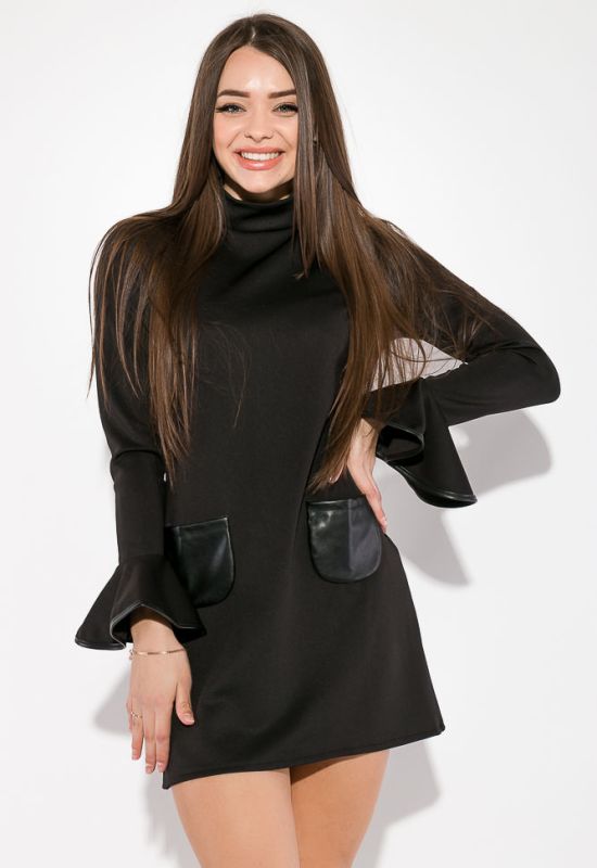 Сукня жіноча з воланами на рукаві 83P1214 (чорний)