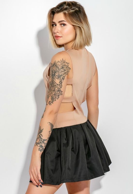 Сукня жіноча з вирізами з боків 74PD134 (тілесний/чорний)