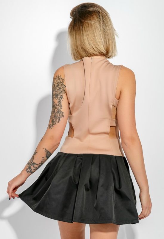 Платье женское с вырезами по бокам 74PD134 (телесный/черный)