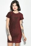 Платье женское свободного покроя с люриксом 64PD353-2 (бордовый)