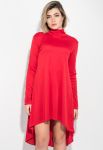Платье женское удлиненная спинка воротник гольф 74PD179 (красный)