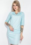 Платье женское в мелкий горох рукав три четверти 72PD75 (голубой)