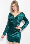 Платье женское велюровое вечернее 72PD219 (зеленый)