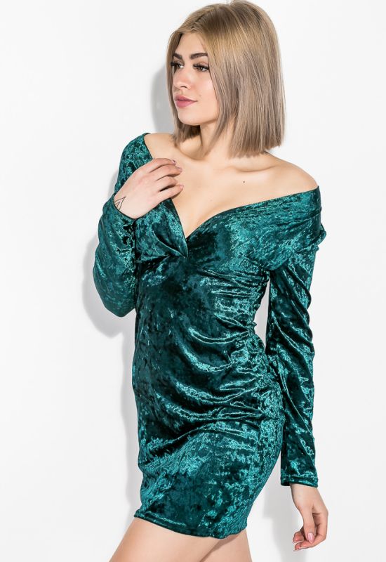 Сукня жіноча велюрова вечірня 72PD219 (зелений)