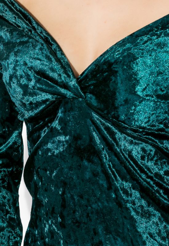 Сукня жіноча велюрова вечірня 72PD219 (зелений)