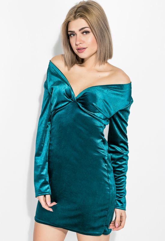 Платье женское велюровое вечернее 72PD219 (лазурный)