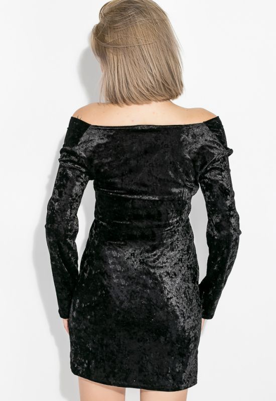 Платье женское велюровое вечернее 72PD219 (черный)