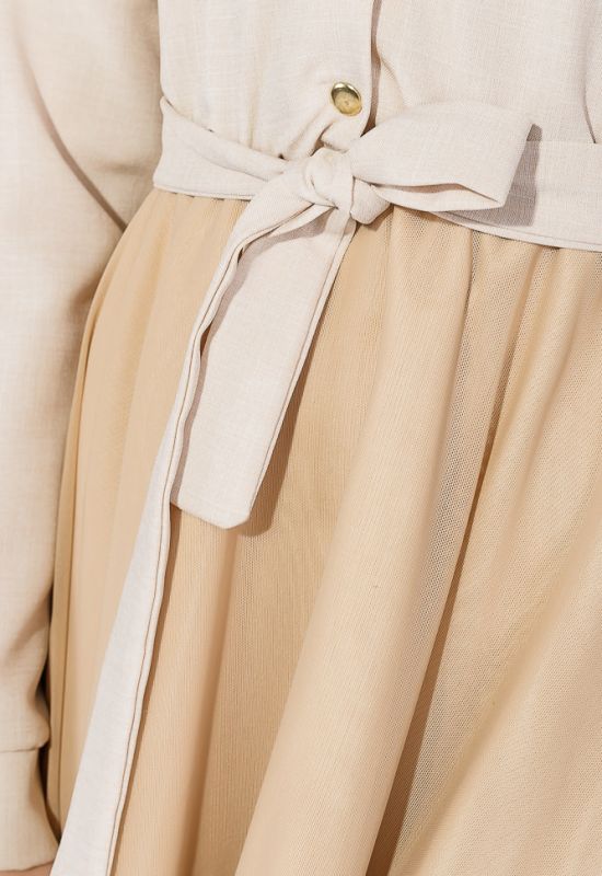 Сукня жіноча спідниця-сонце ошатне 74PD385 (кремовий/меланжевий)