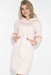 Платье-батник женское с капюшоном на флисе 69PD1044 (розовый/меланжевый)