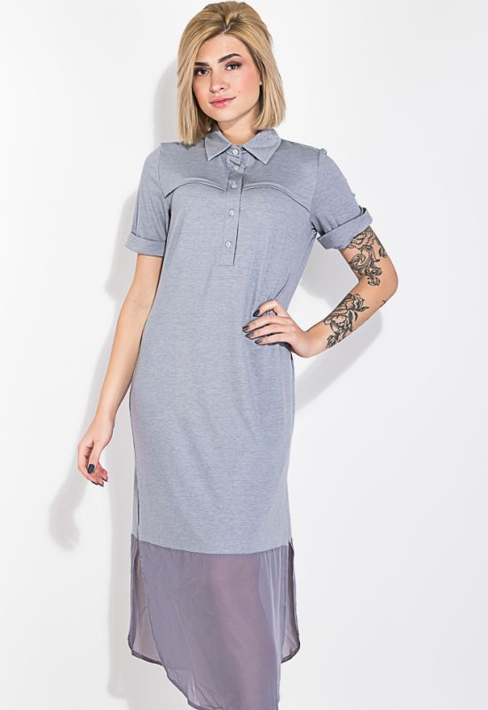 Платье-рубашка женское с шифоновым низом 74PD345-2 (серый)