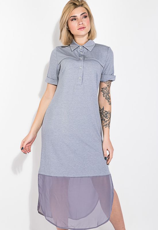 Платье-рубашка женское с шифоновым низом 74PD345-2 (серый)