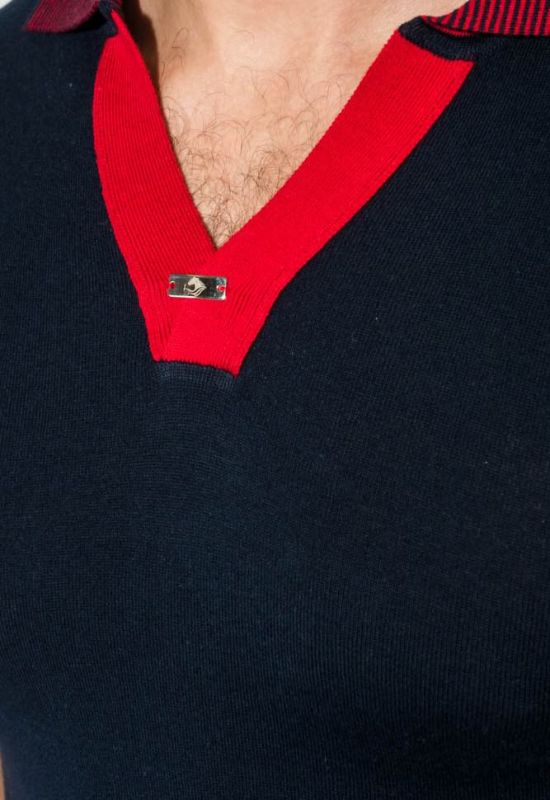 Поло мужское рукава в полоску 50P390 (синий/красный)