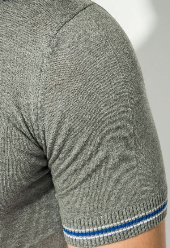 Поло мужское с полоской на рукаве 50P392 (серый)