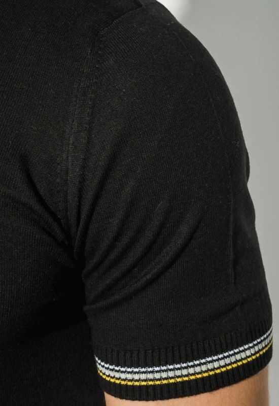 Поло мужское с полоской на рукаве 50P392 (черный)