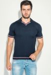Поло мужское с полоской на рукаве 50P392 (темно-синий)