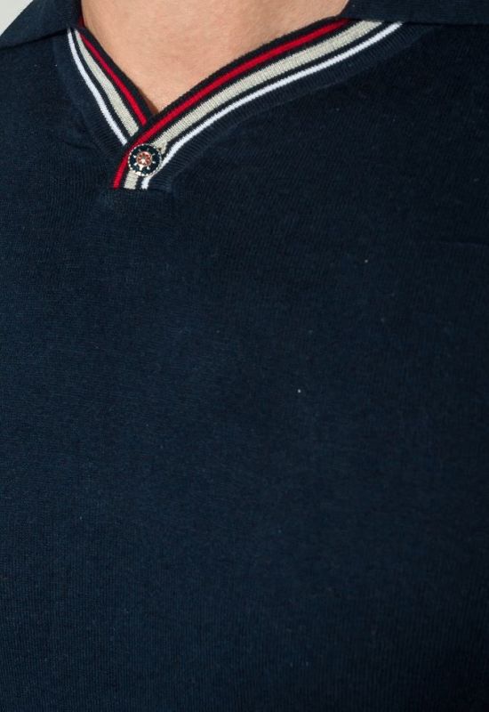 Поло мужское с полоской на рукаве 50P392 (темно-синий)