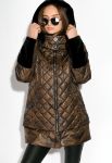 Пуховик женский 127PZ18-270 (коричневый/черный)