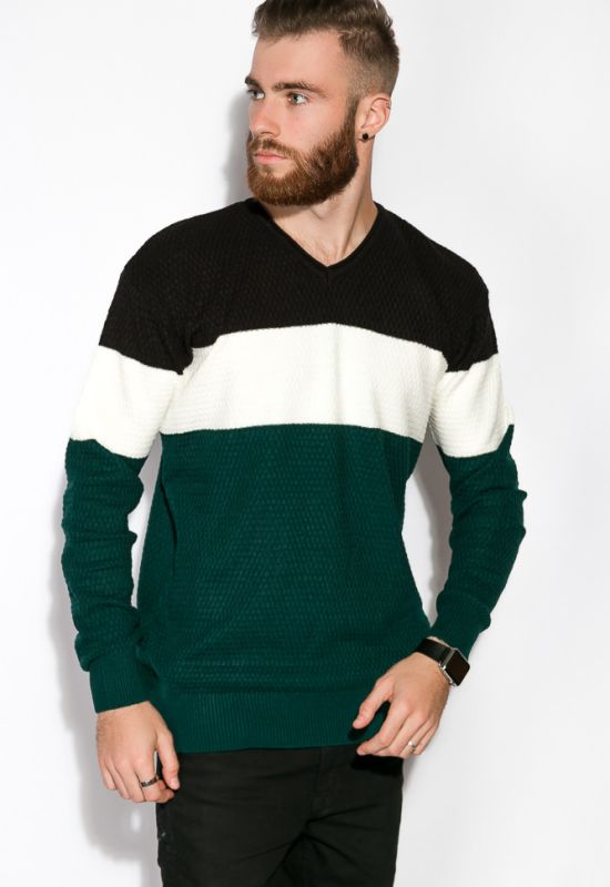 Пуловер 520F006 (темно-зелений)