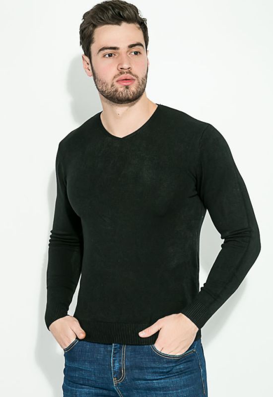 Пуловер мужской однотонный 136V002 (черный)