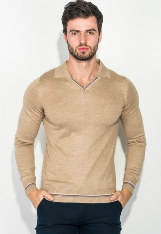 Пуловер мужской однотонный 50PD338 (бежевый/меланжевый)