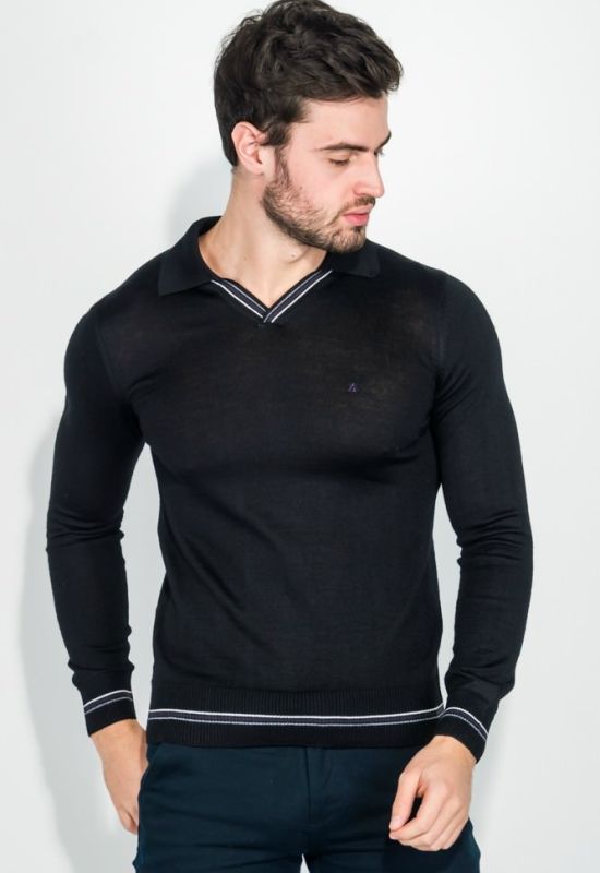 Пуловер мужской однотонный 50PD338 (черный)
